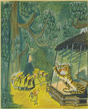 BEMELMANS, LUDWIG / CHILDRENS / GRAPHICS. To the Tiger in the Zoo, Madeline just said Pooh, Pooh.